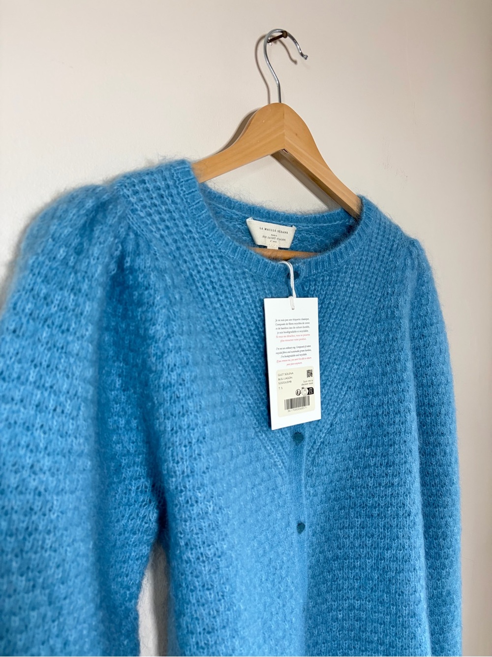 Sezane Light Blue Button-Up Knit Cardigan - Picture 2 of 8